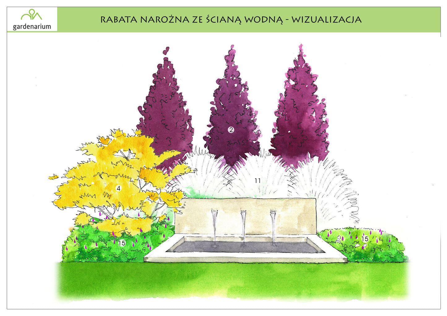 Nr 0013 Rabata narożna ze ścianą wodną