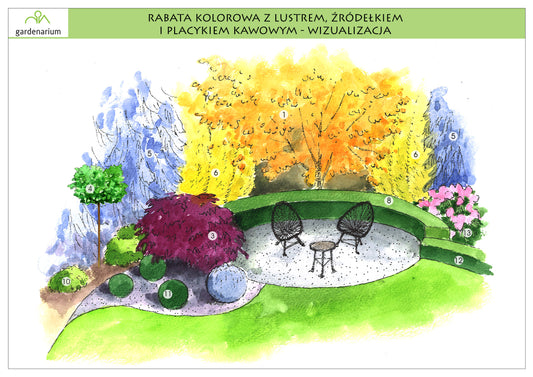 Nr 0011 Rabata kolorowa z lustrem, źródełkiem i placykiem kawowym